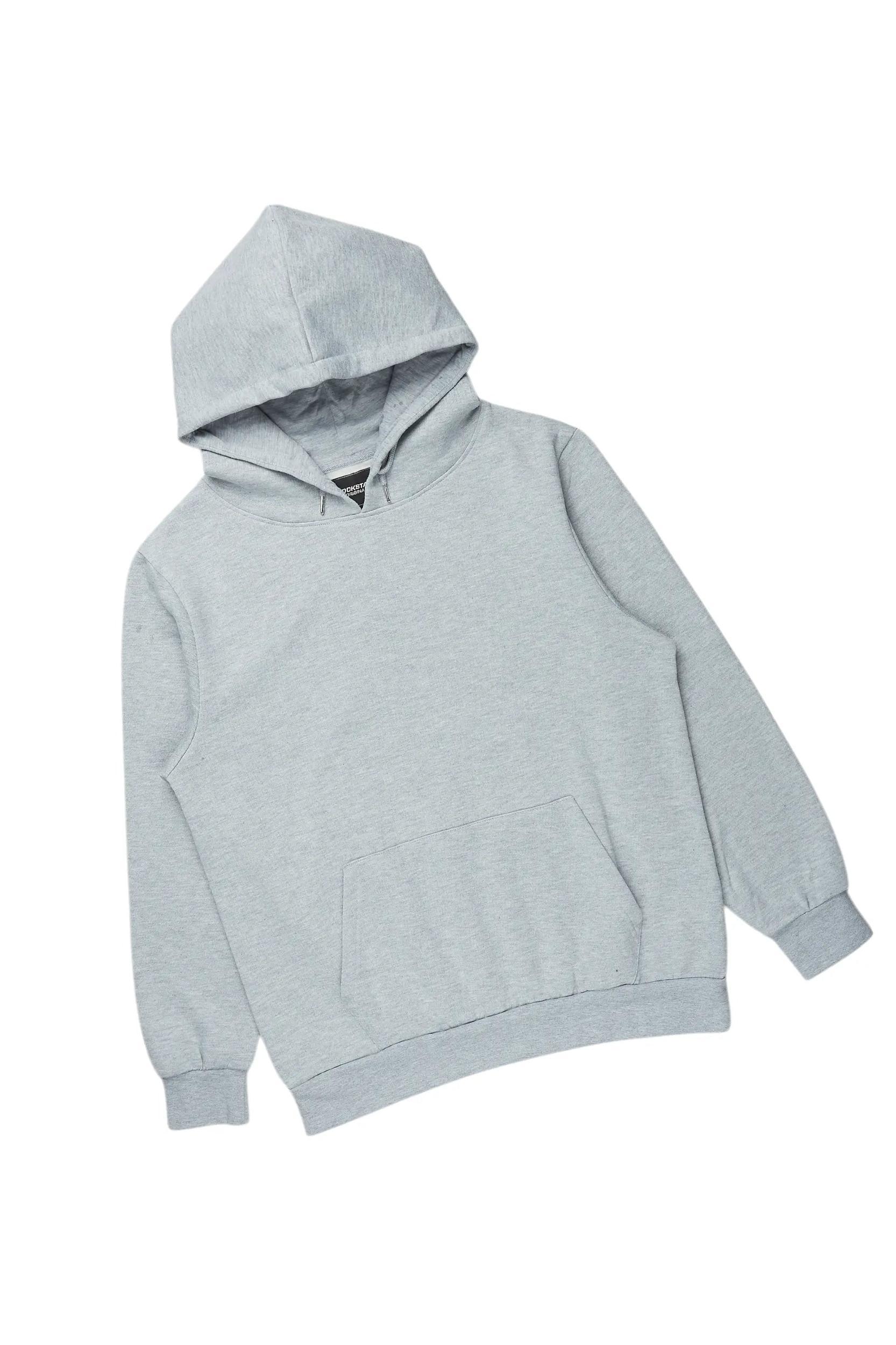 Basic Heather Grey Hoodie/Stacked Flare Track Set Male Product Image