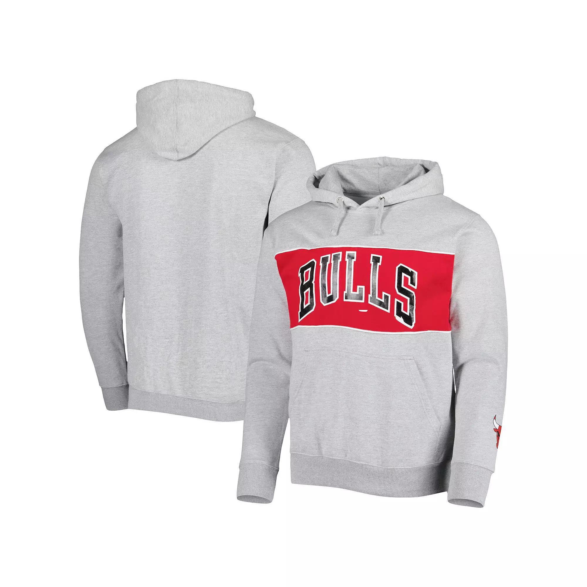 Men's Fanatics Branded Heather Gray Chicago Bulls Wordmark French Terry Pullover Hoodie, Size: Small, Grey Product Image