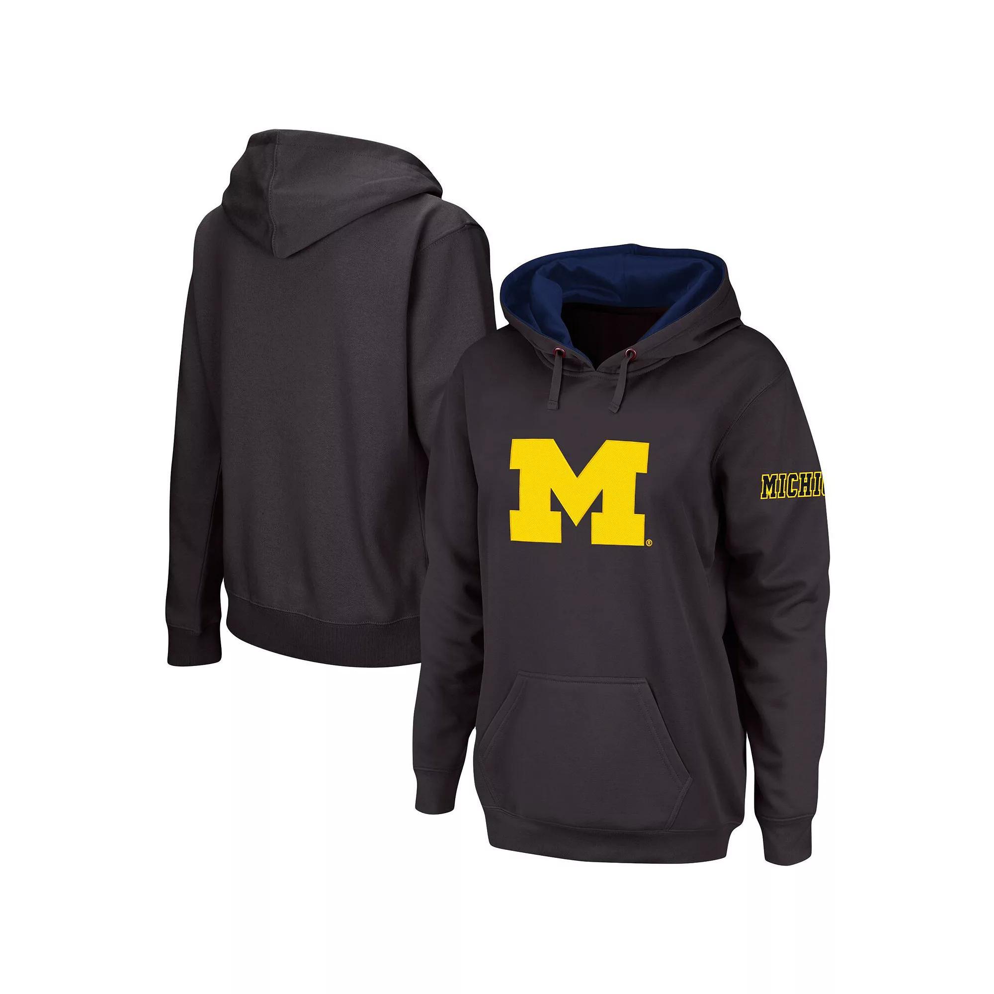 Women's Charcoal Michigan Wolverines Team Big Logo Pullover Hoodie,  Product Image