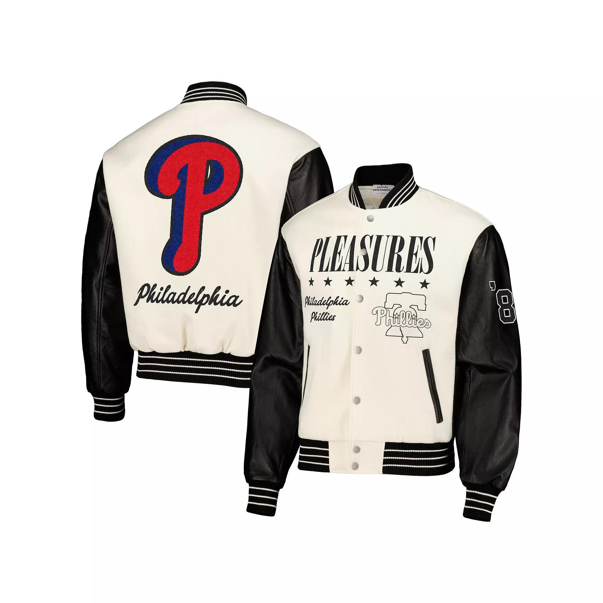 Men's PLEASURES White San Diego Padres Full-Snap Varsity Jacket,  Product Image