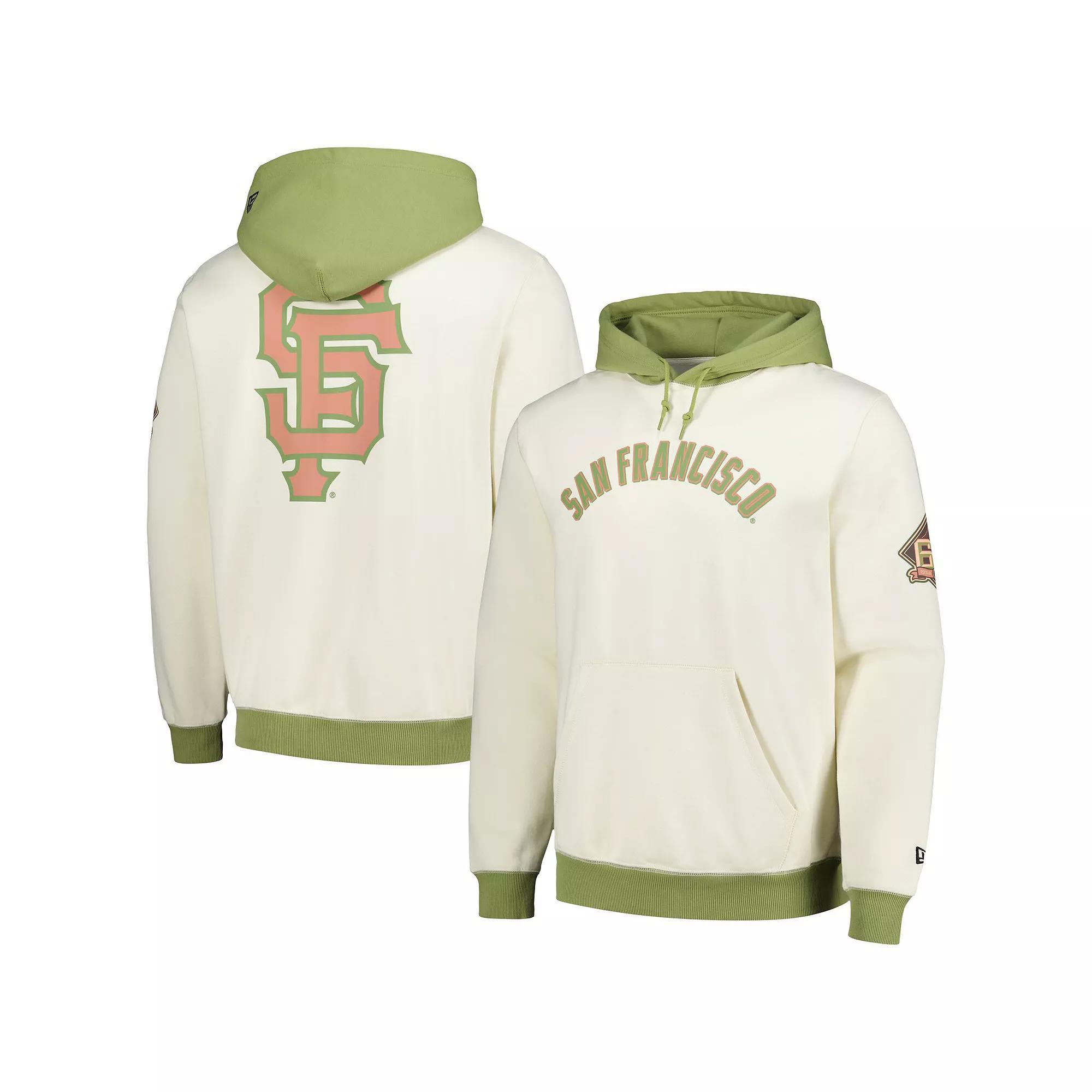 Men's New Era Cream/Green San Francisco Giants Color Pop Pullover Hoodie, Size: Small, Beige Product Image