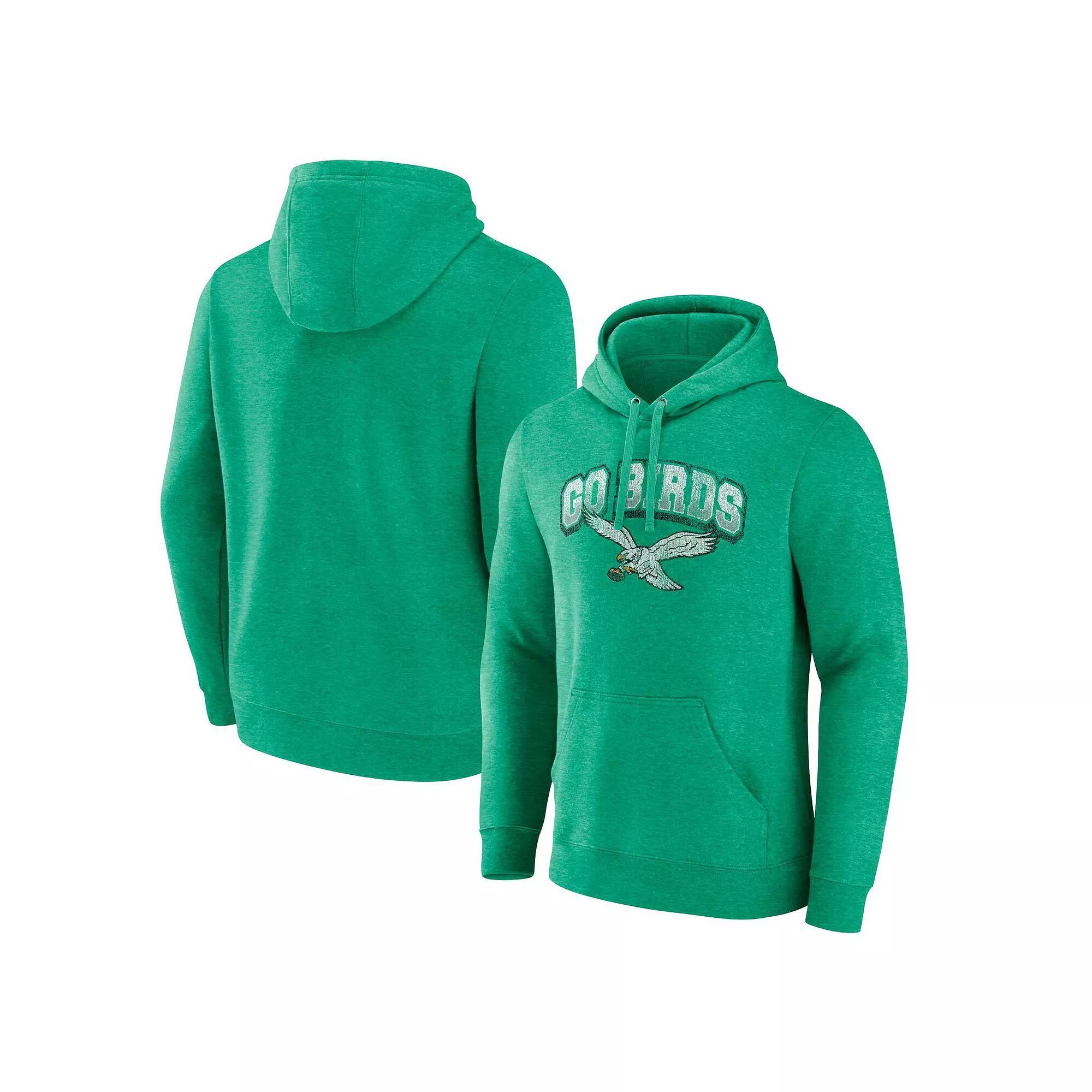 Men's Fanatics Branded Kelly Green Philadelphia Eagles Gridiron Classics Go Birds Vintage Arch Pullover Hoodie,  Product Image