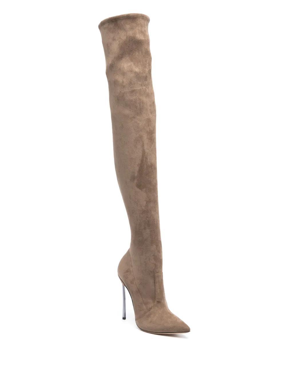 CASADEI 115mm Blade Suede Boots In Brown Product Image