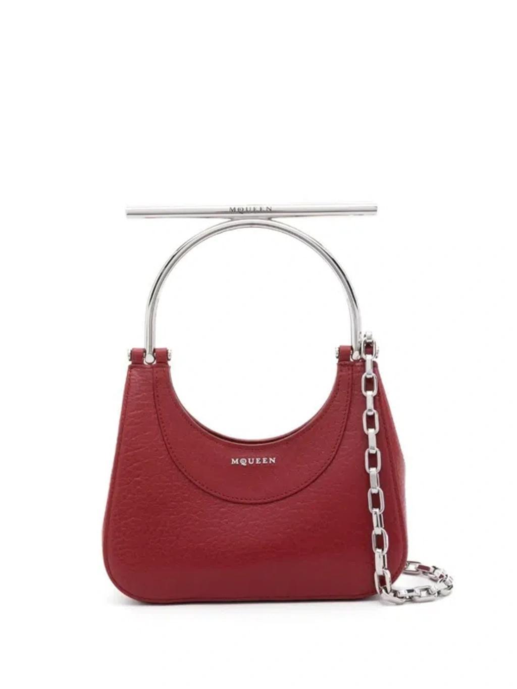 ALEXANDER MCQUEEN Cross-bar Mini Leather Shoulder Bag In Red/silver Product Image