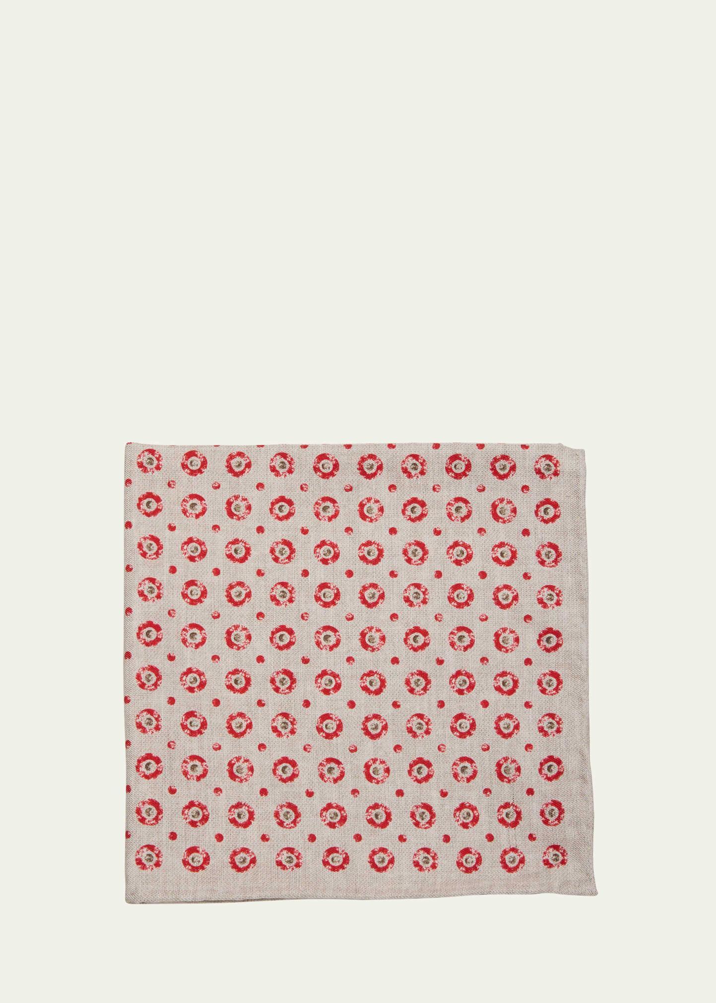 Mens Geometric-Print Silk Pocket Square Product Image