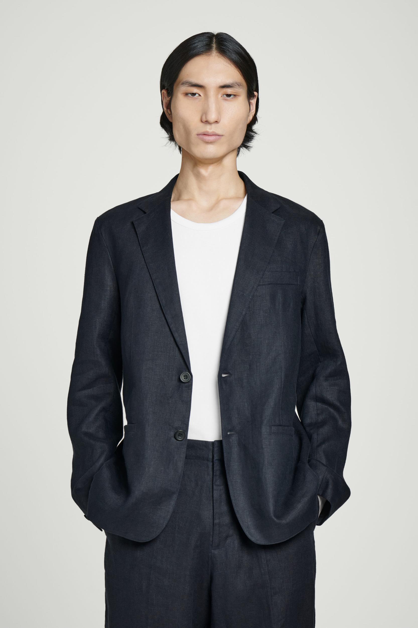 SINGLE-BREASTED LINEN BLAZER Product Image