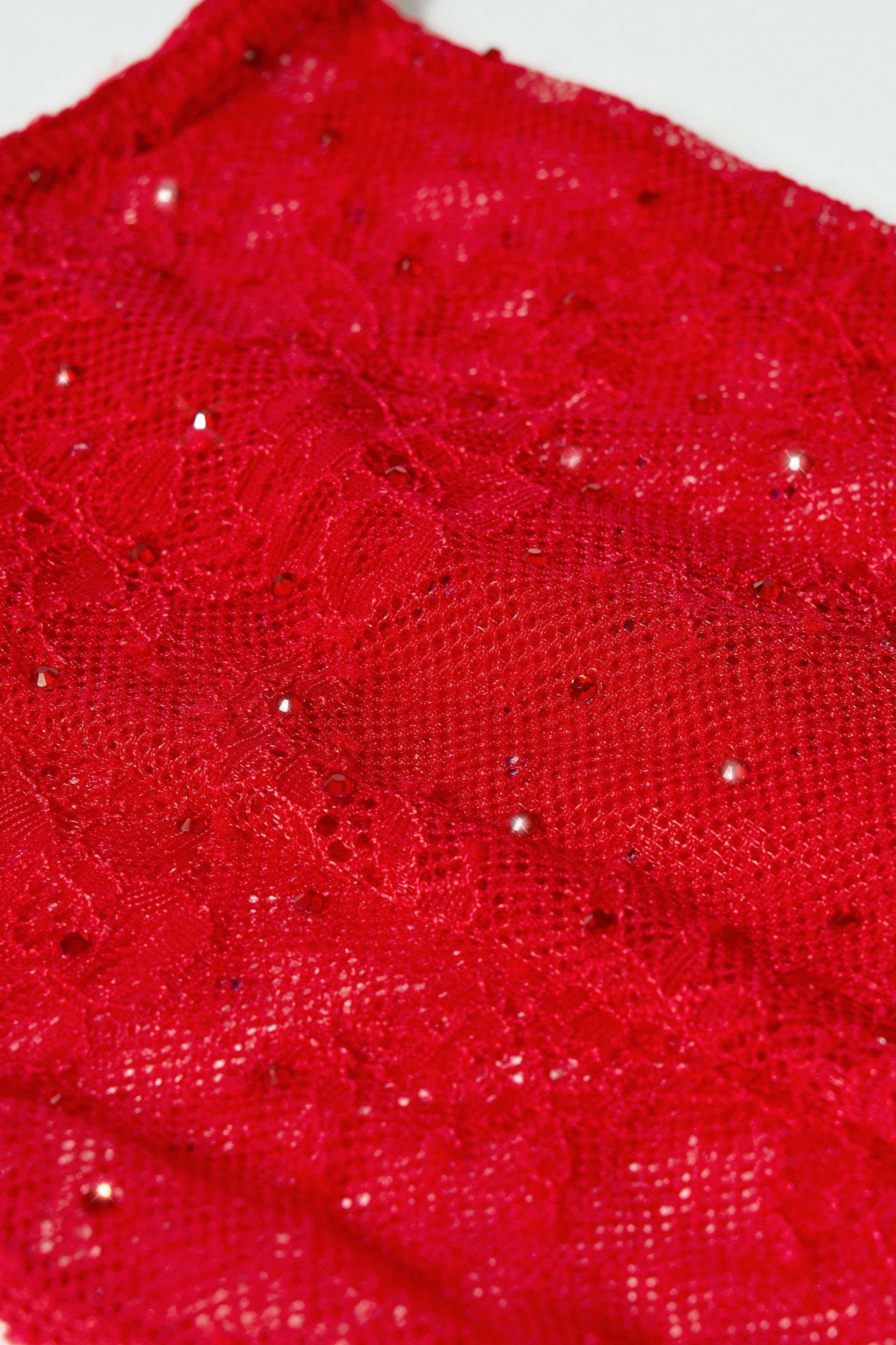 Lace Gloves in Fire Red Product Image