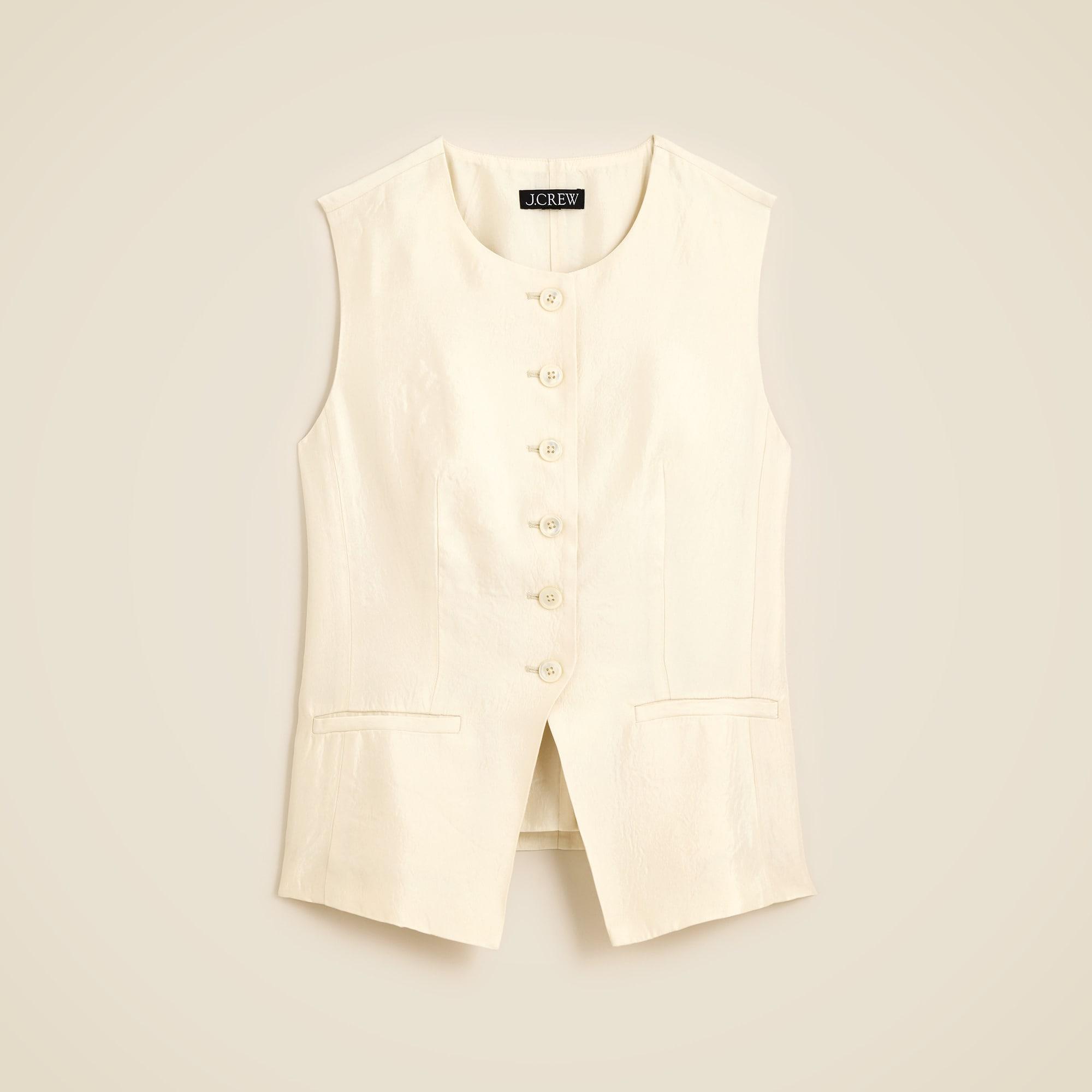 Essential cutaway vest top in textured satin Product Image