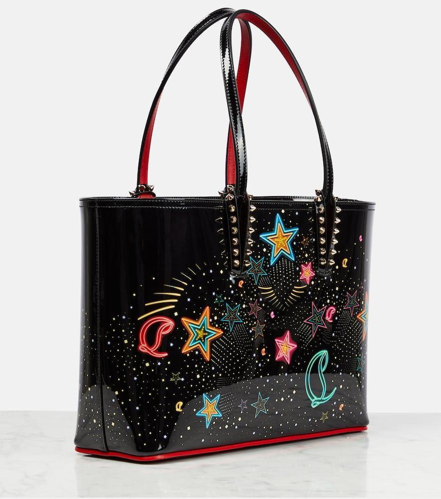 CHRISTIAN LOUBOUTIN Cabata Small Printed Leather Tote Bag In Multi Product Image