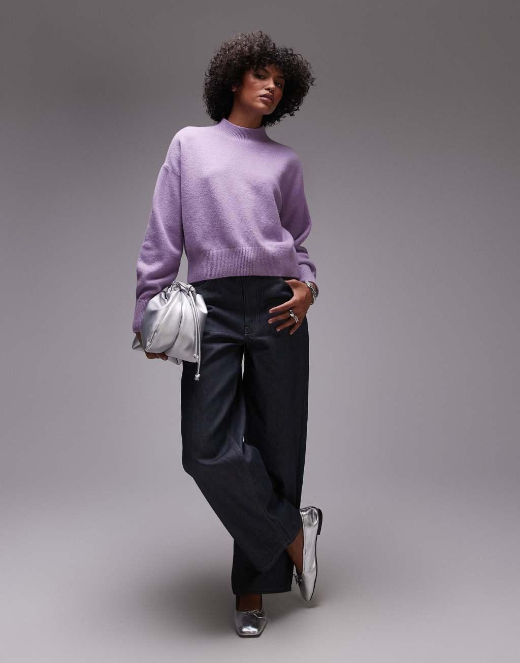 & Other Stories mock neck sweater in lilac Product Image