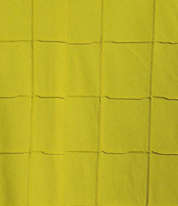 Ali Miles Plus Size Solid Allover Textured Square Pattern Soft Point Collar 3/4 Sleeve Button Front Tunic Product Image