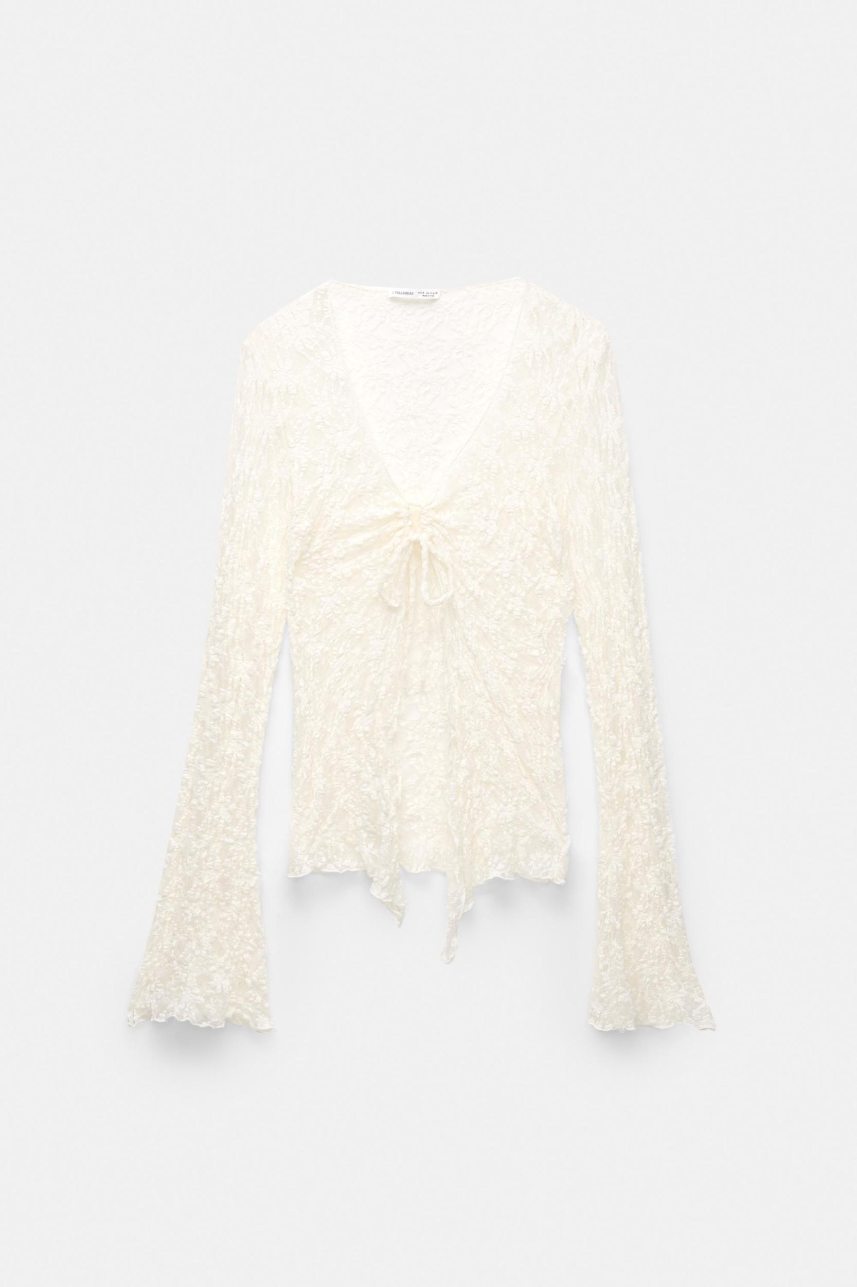 Lace blouse with bow Product Image