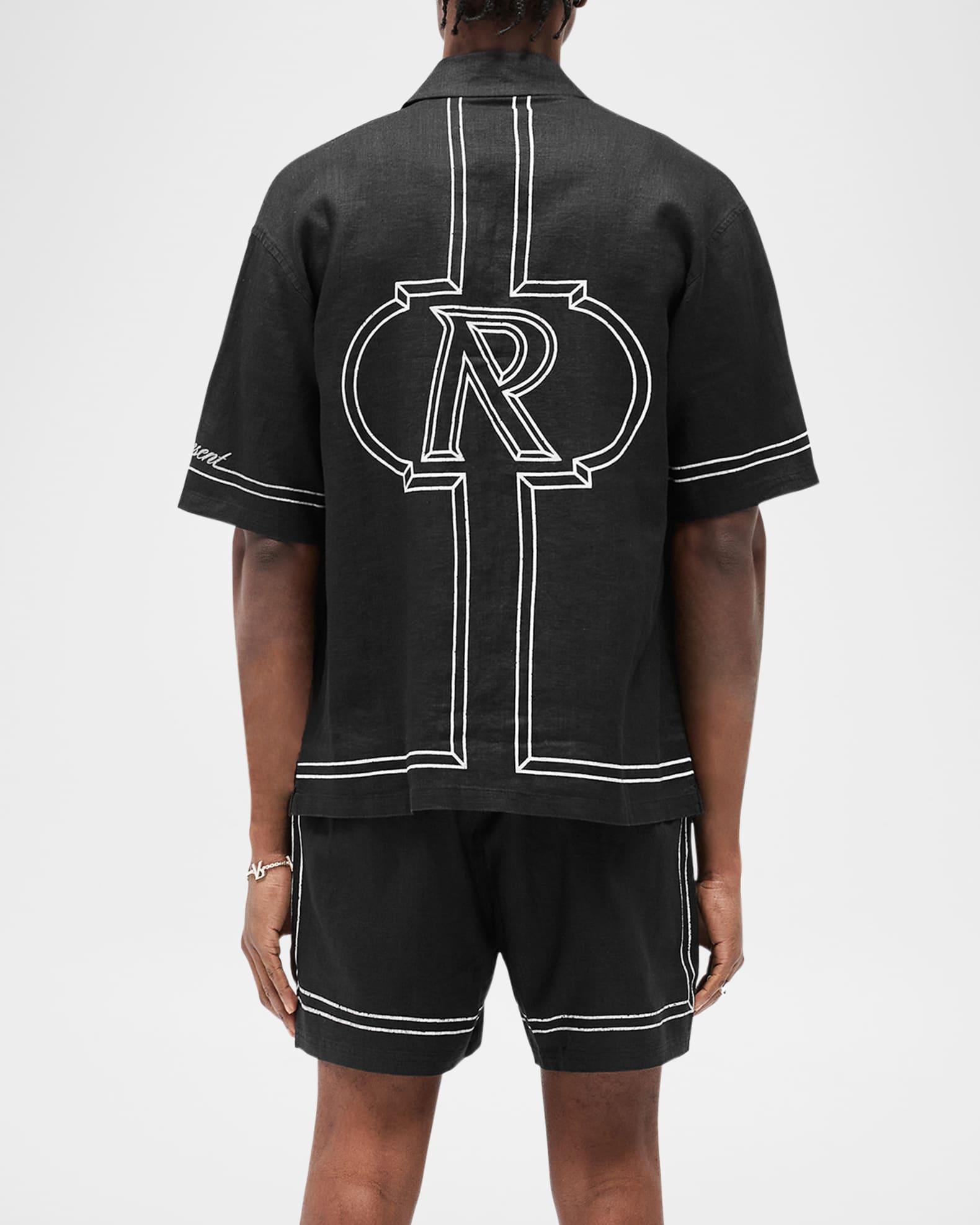 Men's Border Cotton Short-Sleeve Shirt Product Image