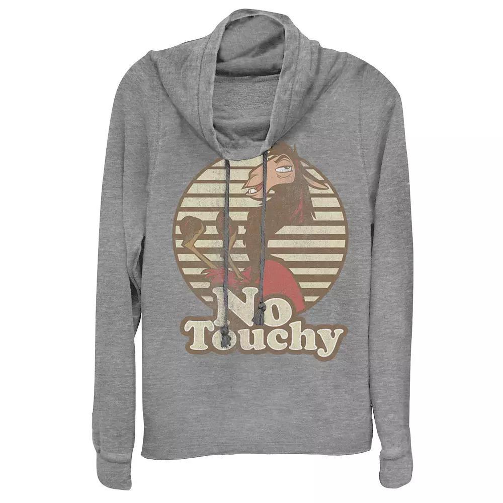 Disneys Emperors New Groove Kuzco Llama No Touchy Juniors Cowlneck Graphic Lightweight Long Sleeve, Girls Gray Grey Product Image