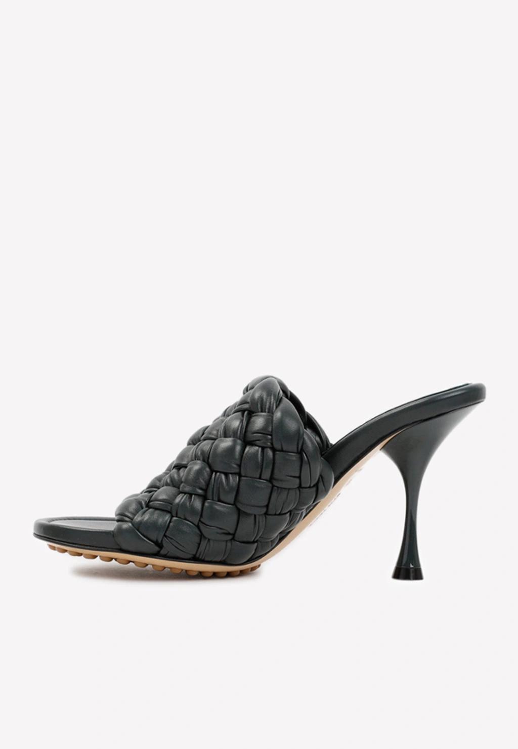 BOTTEGA VENETA Dot Weave 90 Mules In Intreccio Leather In Inkwell Product Image