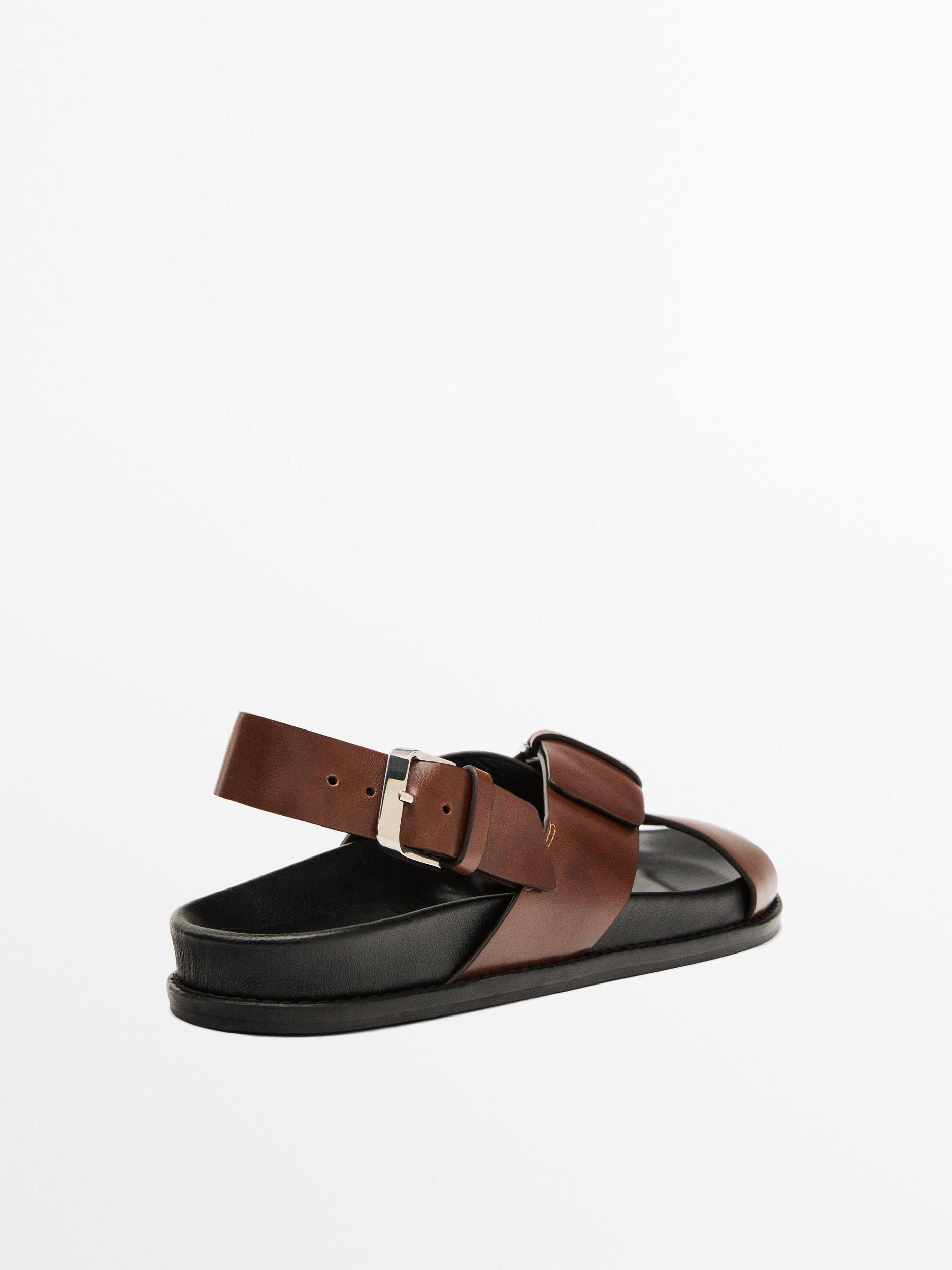 Leather crossover sandals Product Image