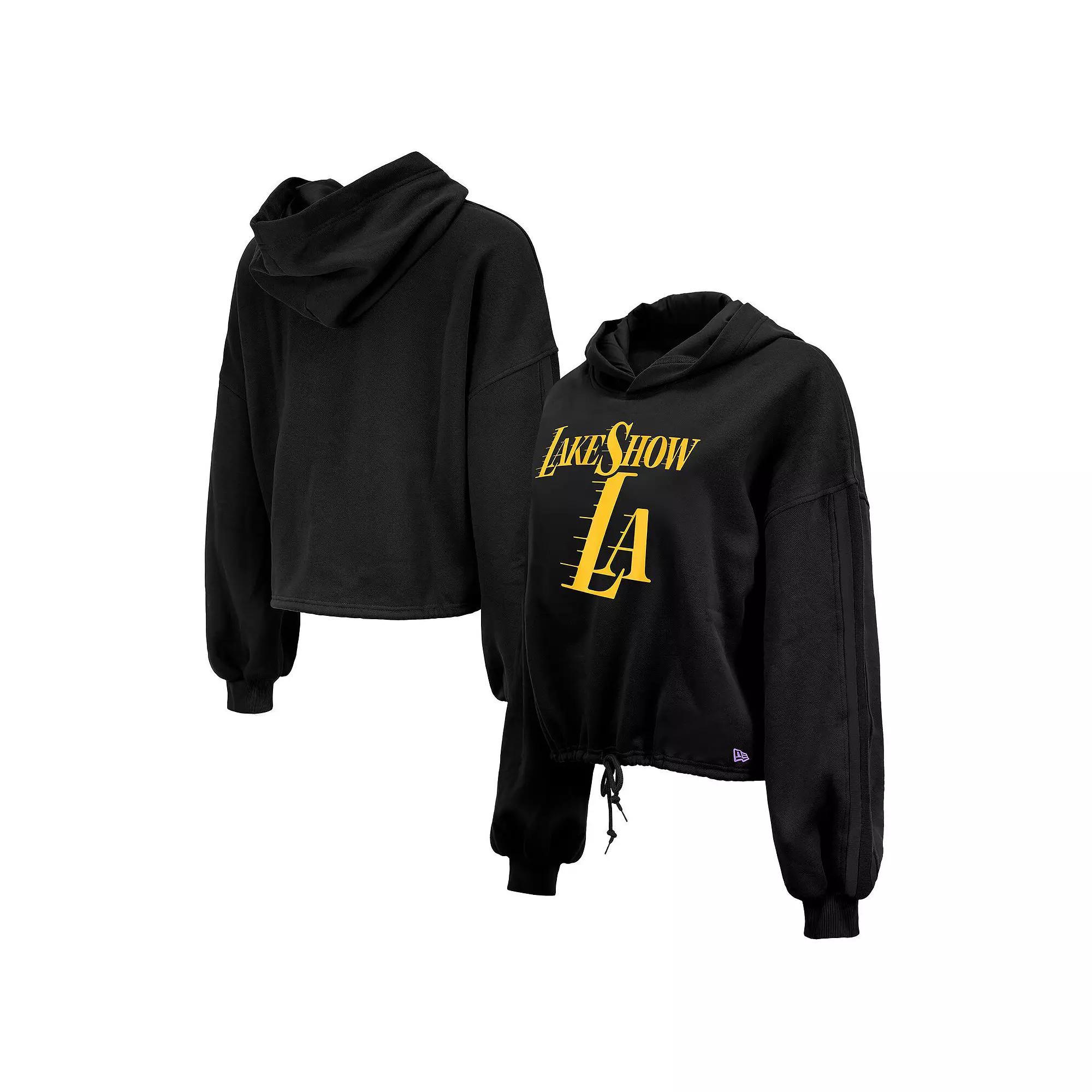Women's New Era Black Los Angeles Lakers 2024/25 City Edition Cropped Pullover Hoodie, Size: Medium Product Image