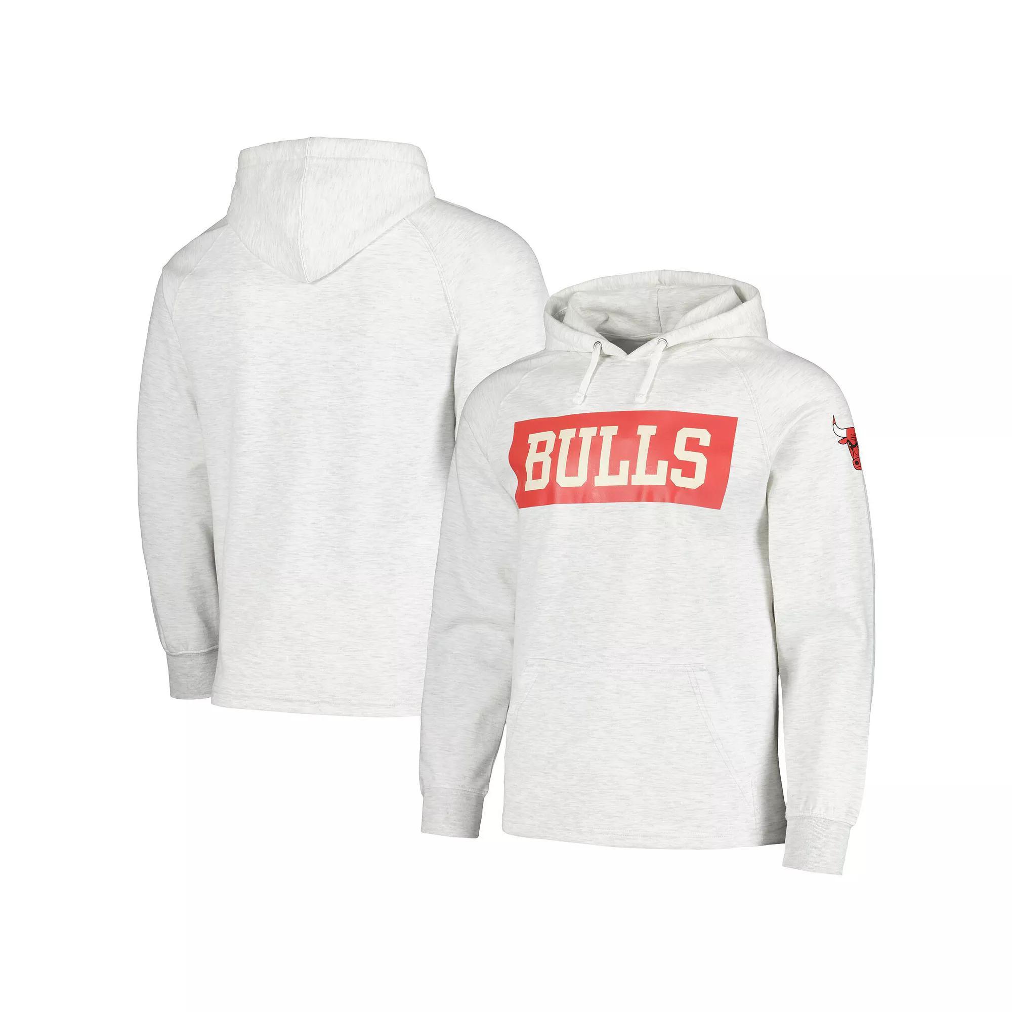 Men's Fanatics Ash Chicago Bulls Softhand Raglan Tri-Blend Pullover Hoodie,  Product Image