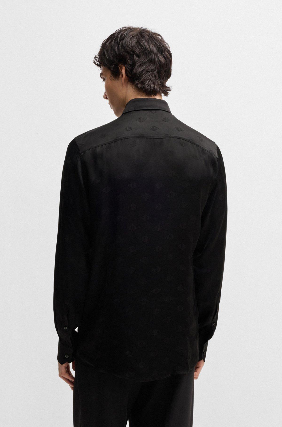 Extra-slim-fit shirt with geometric-logo jacquard Product Image