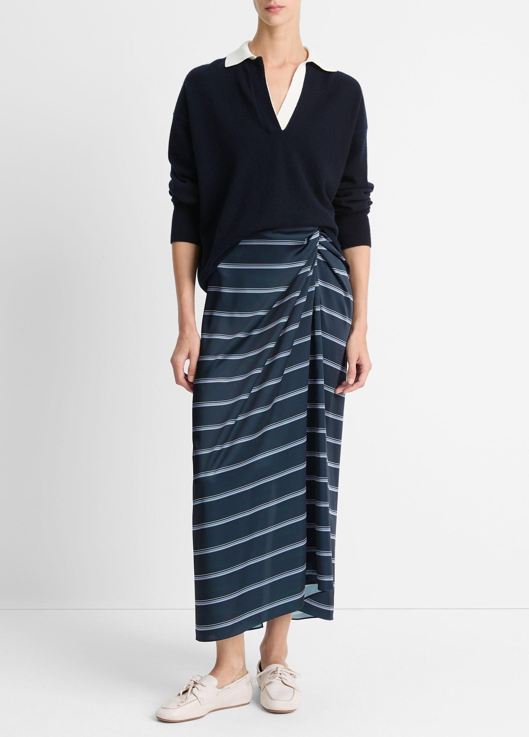 Rugby Stripe Satin Gathered Skirt Product Image