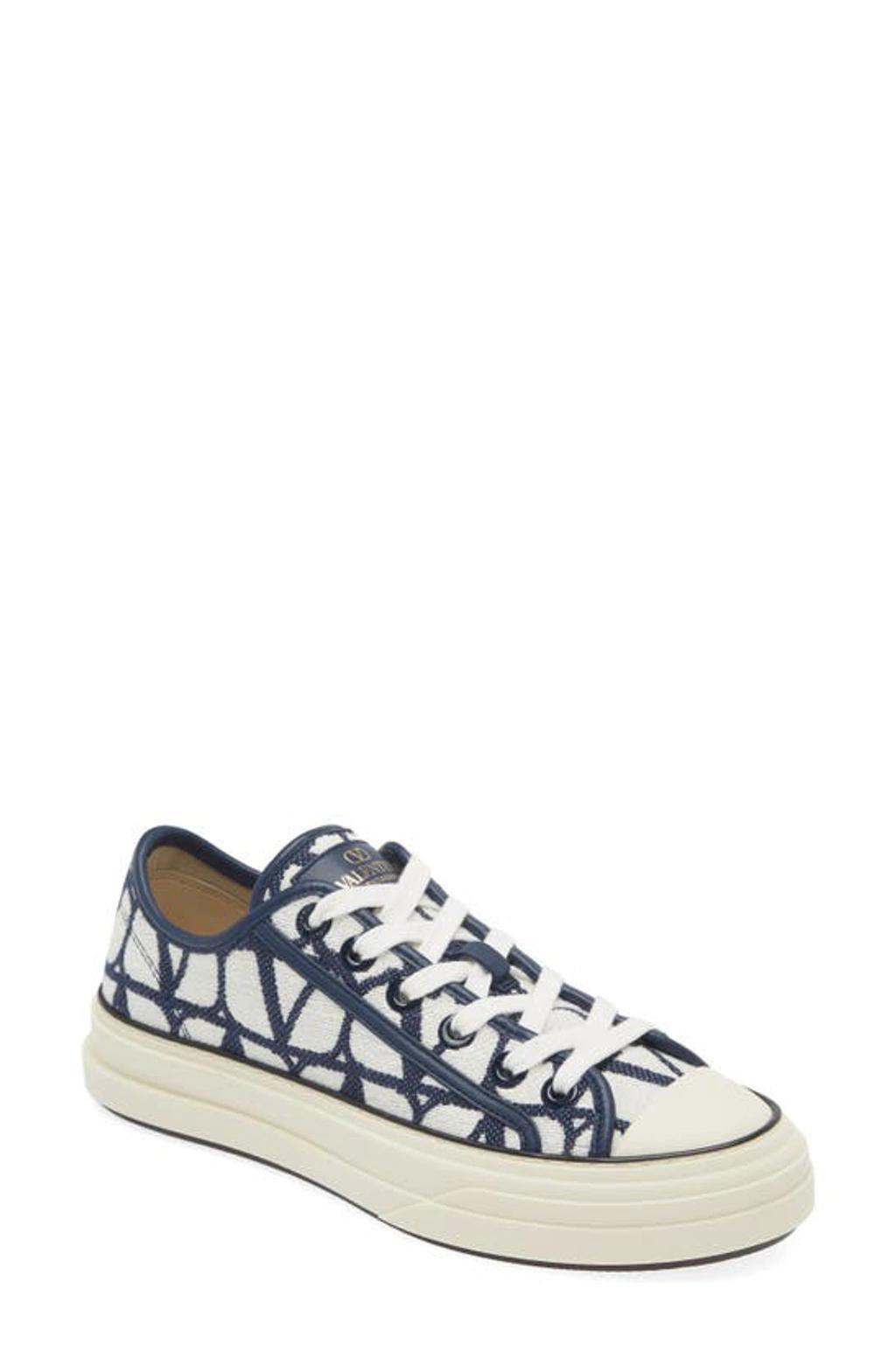 VALENTINO GARAVANI Vlogo Toile Platform Sneaker In Blue Product Image