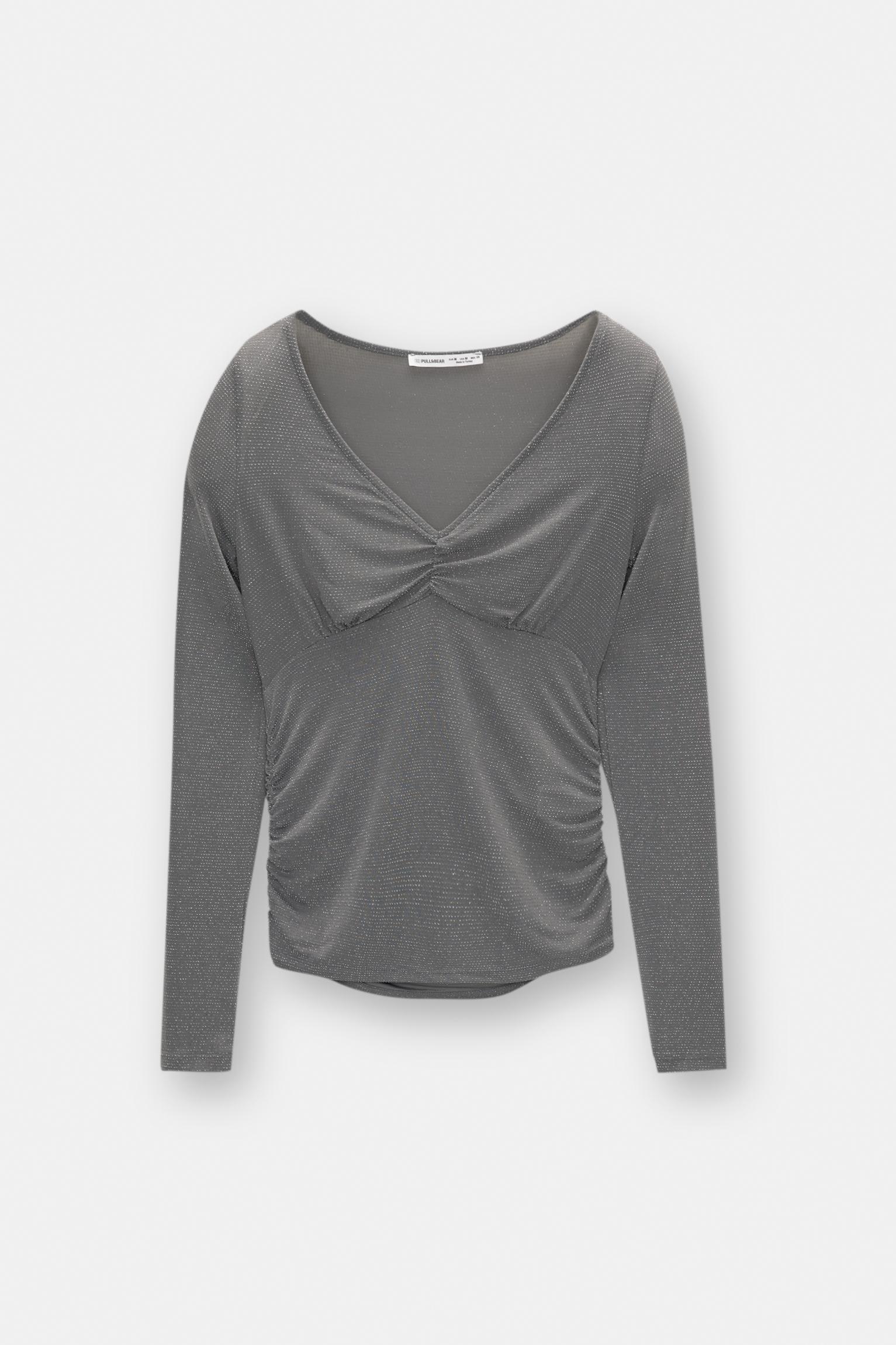 Shimmery top with gathering Product Image