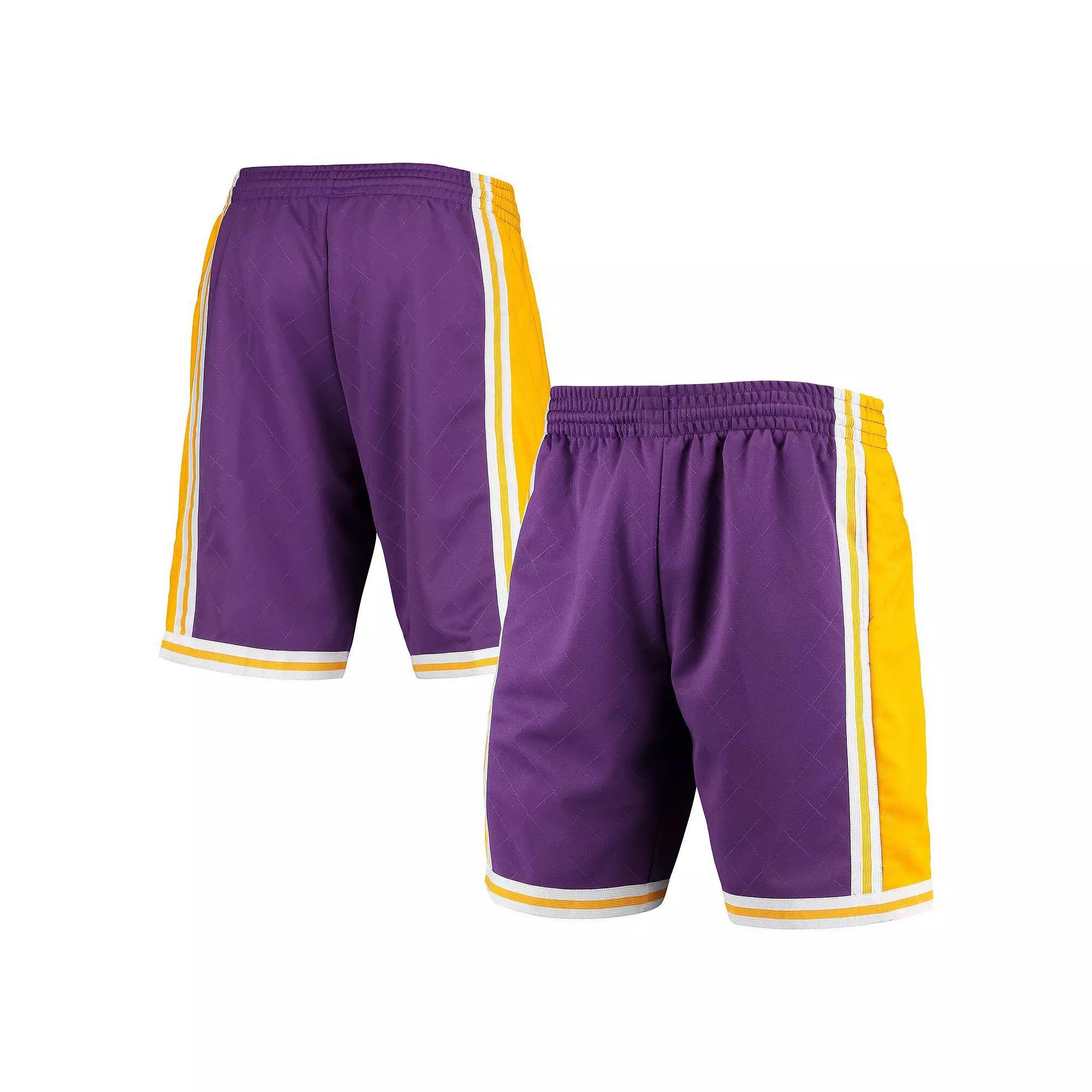 Men's Mitchell & Ness Purple Los Angeles Lakers 1984 Hardwood Classics 75th Anniversary Swingman Shorts,  Product Image