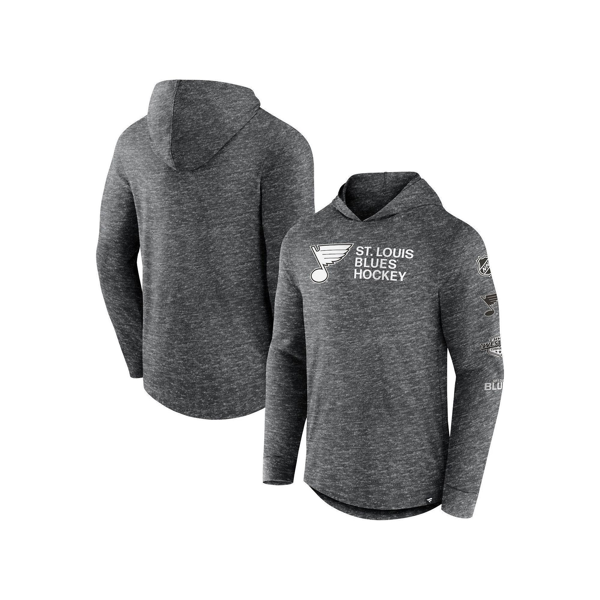 Men's Fanatics Branded  Heather Charcoal Washington Capitals Stacked Long Sleeve Hoodie T-Shirt, Size: Medium Product Image