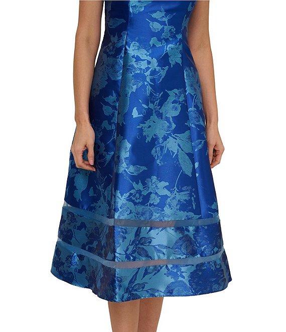 Adrianna Papell Jacquard Floral Print Sleeveless Midi Dress Product Image