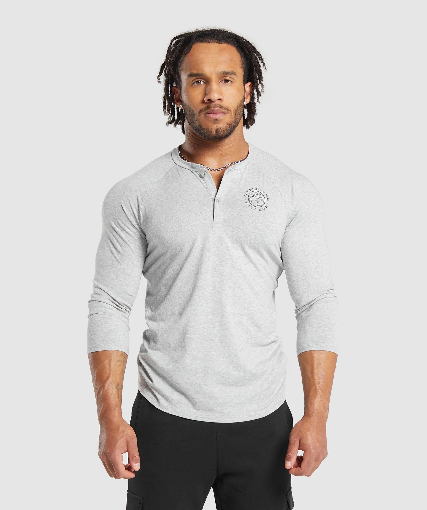 Gymshark Legacy Henley - Light Grey Marl Male Product Image