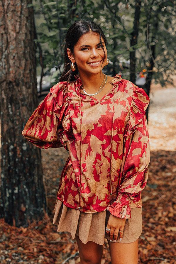 Set The Show Off Satin Ruffle Top Product Image