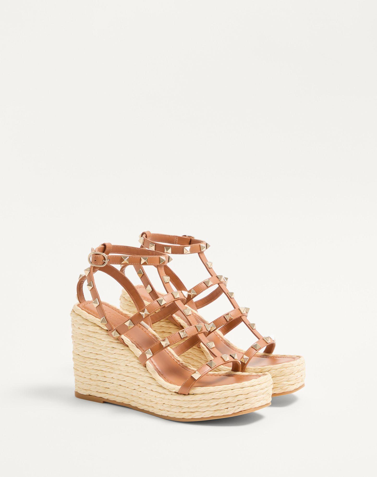 Rockstud Wedge Sandal With Calfskin Straps 95Mm Product Image