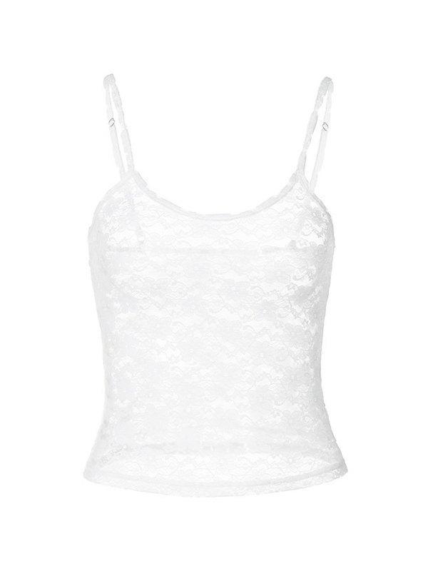 White Sheer Lace Crop Cami Top Product Image