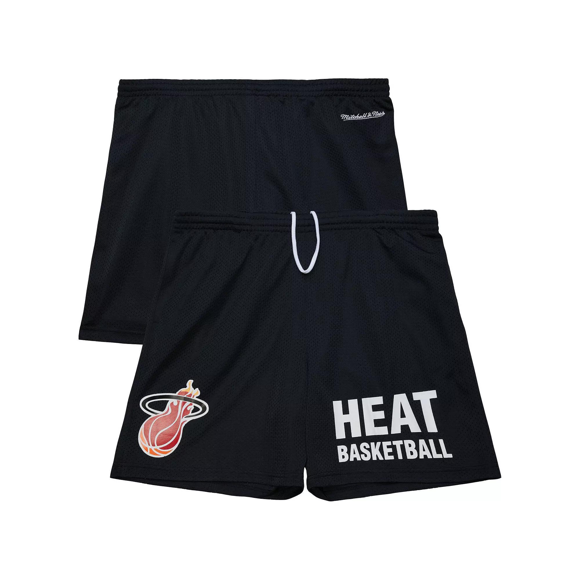 Men's Mitchell & Ness Black Miami Heat Hardwood Classics Gameday Mesh Shorts,  Product Image