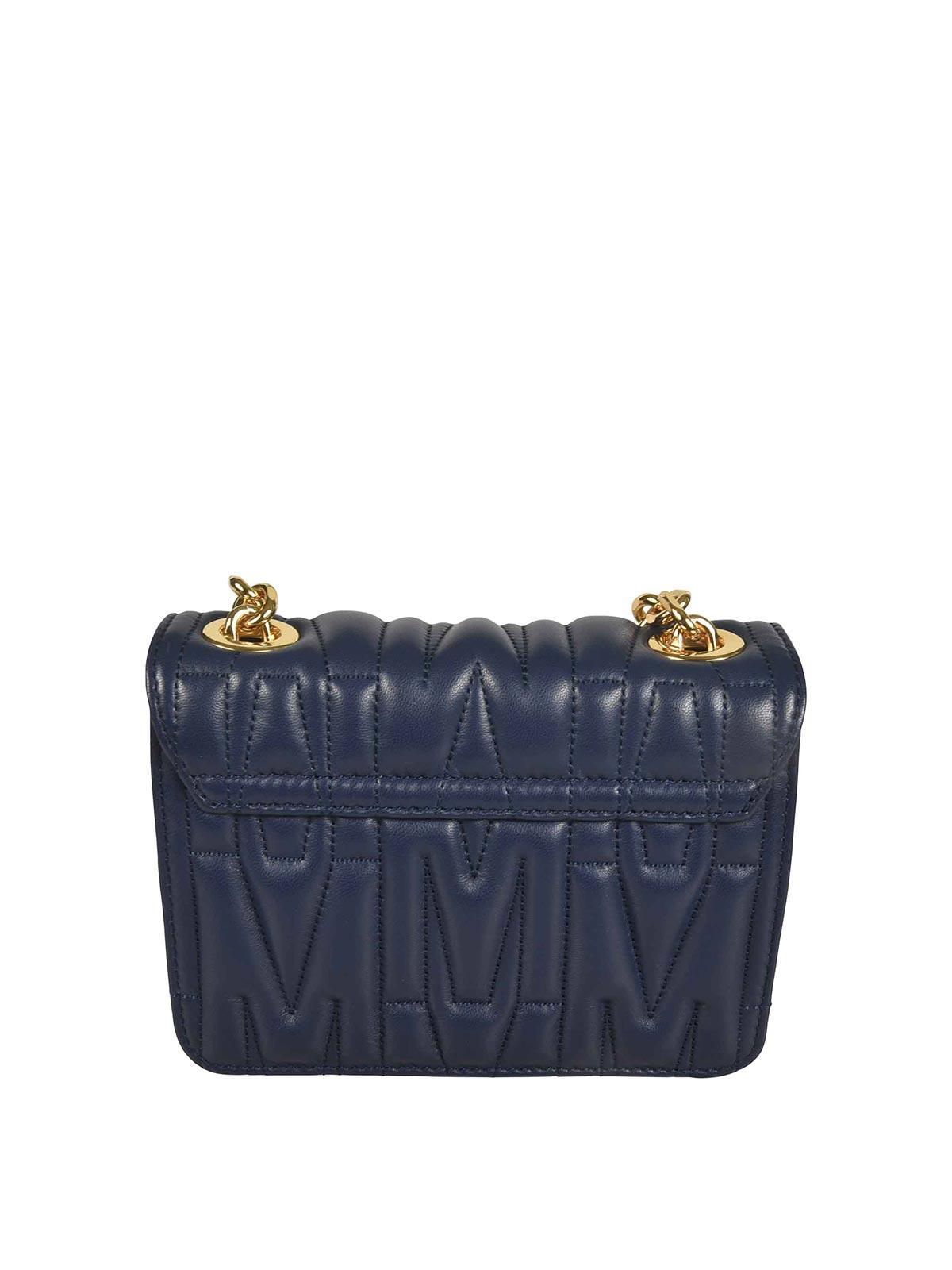 MOSCHINO Logo Plaque Shoulder Bag In Blue Product Image