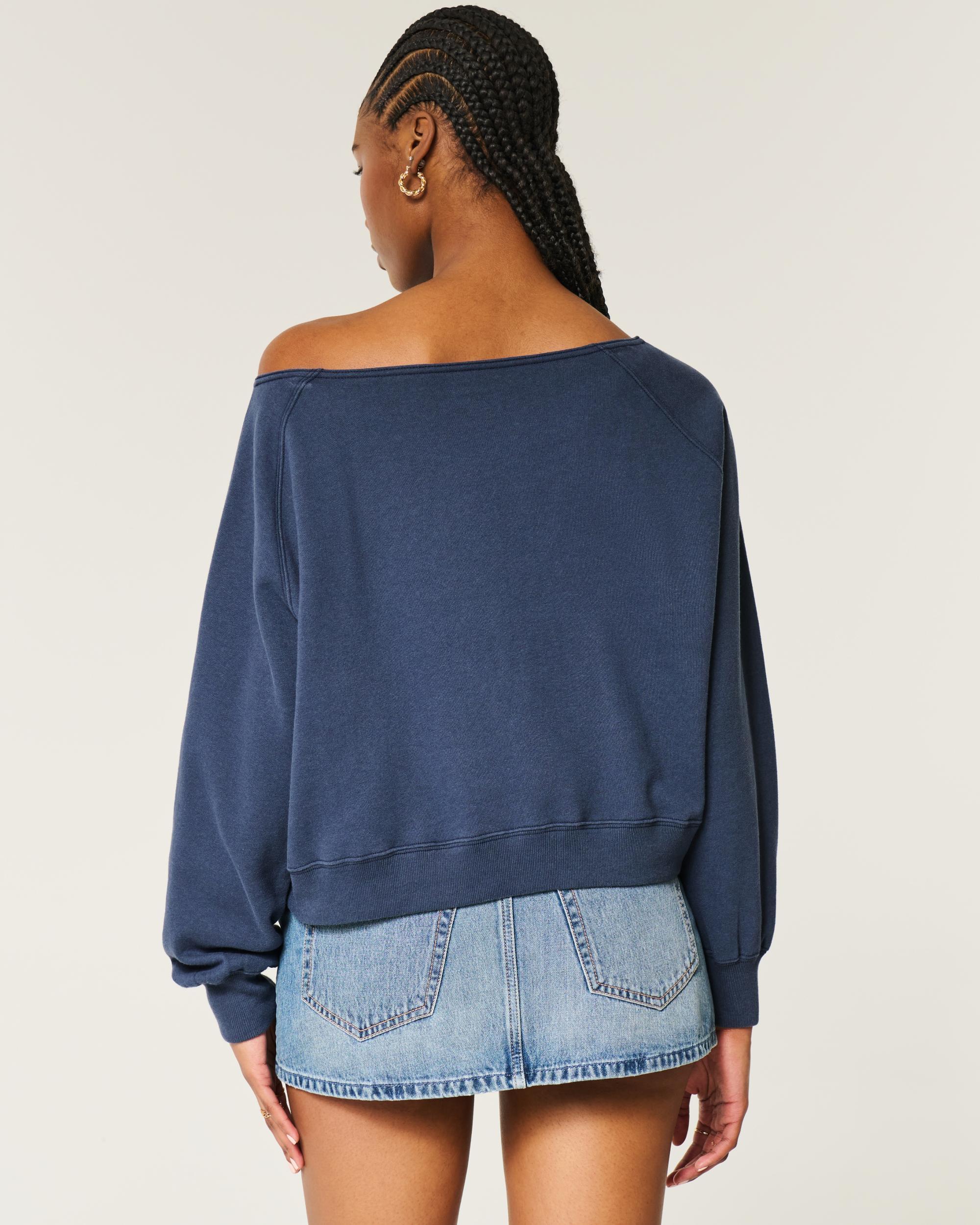 Easy Off-the-Shoulder Indiana University Graphic Sweatshirt Product Image