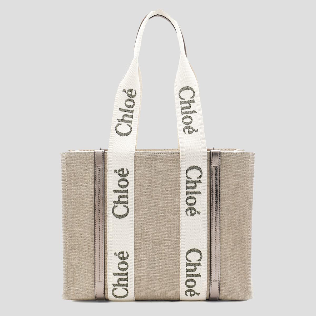 CHLOÉ Medium Eco-friendly Tote Handbag In Shiny Grey Product Image