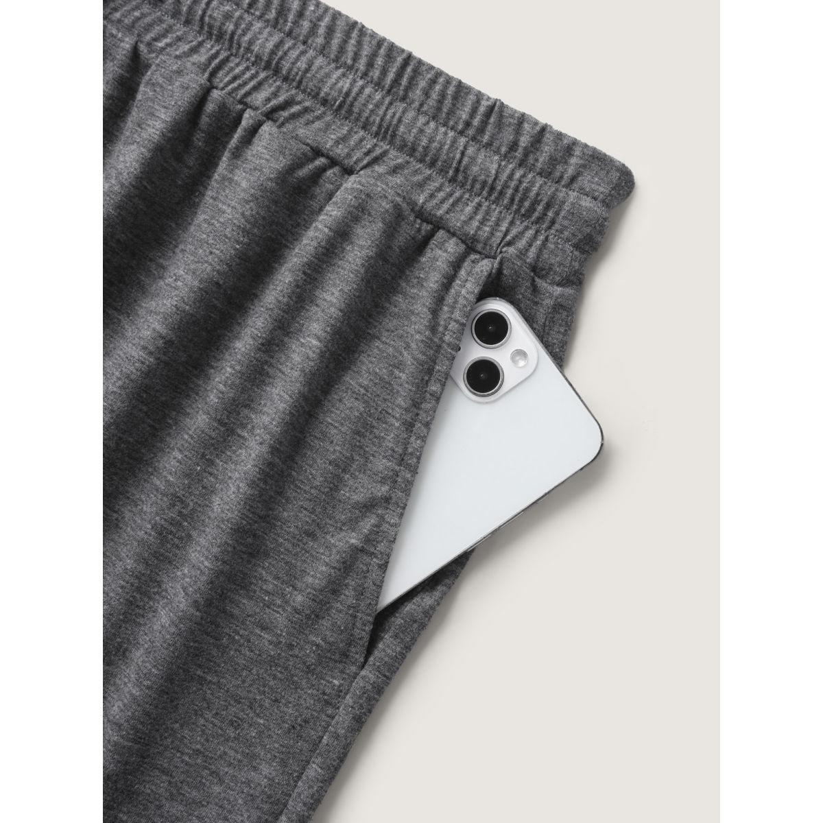 Plus Size Supersoft Mixed Color Knit Drawstring Ruffled Shorts Women DimGray Leisure Drawstring Wide Leg Casual Shorts BloomChic 30/6X Product Image