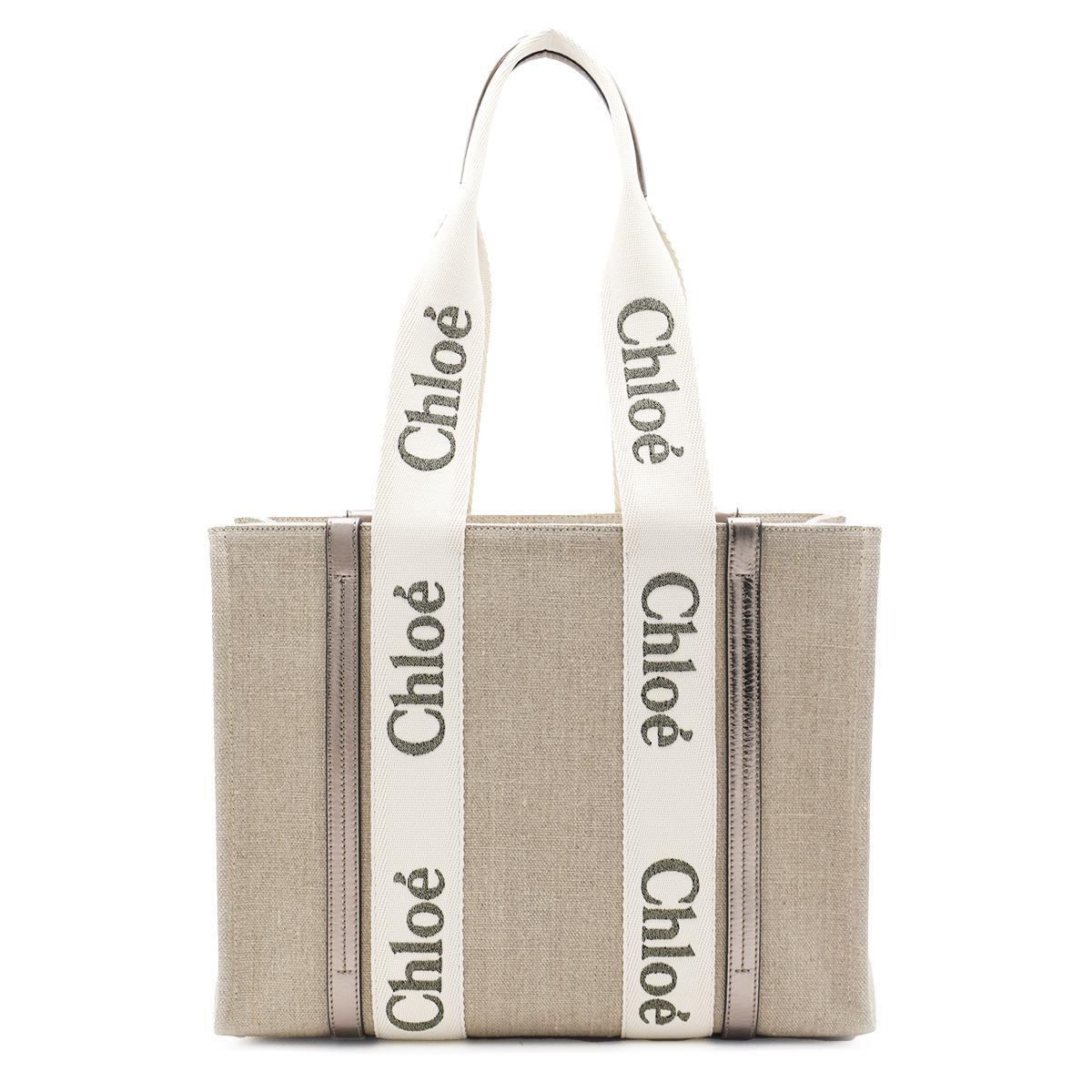 CHLOÉ Medium Eco-friendly Tote Handbag In Shiny Grey Product Image