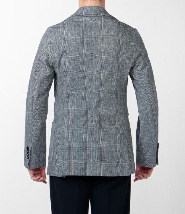 Circolo 4-way stretch Navy Checked Jersey Blazer Product Image