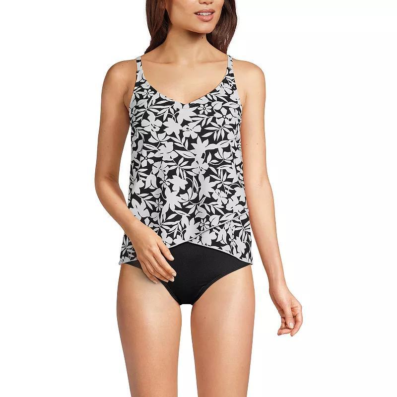 Womens Lands End Chlorine Resistant Tulip Hem Tankini Swimsuit Top Purple Stipple Palm Product Image