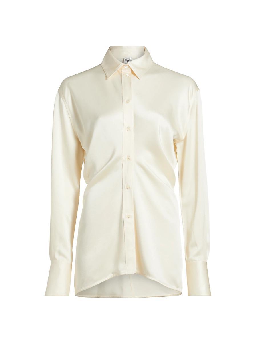 Womens Slouch Waist Satin Shirt Product Image