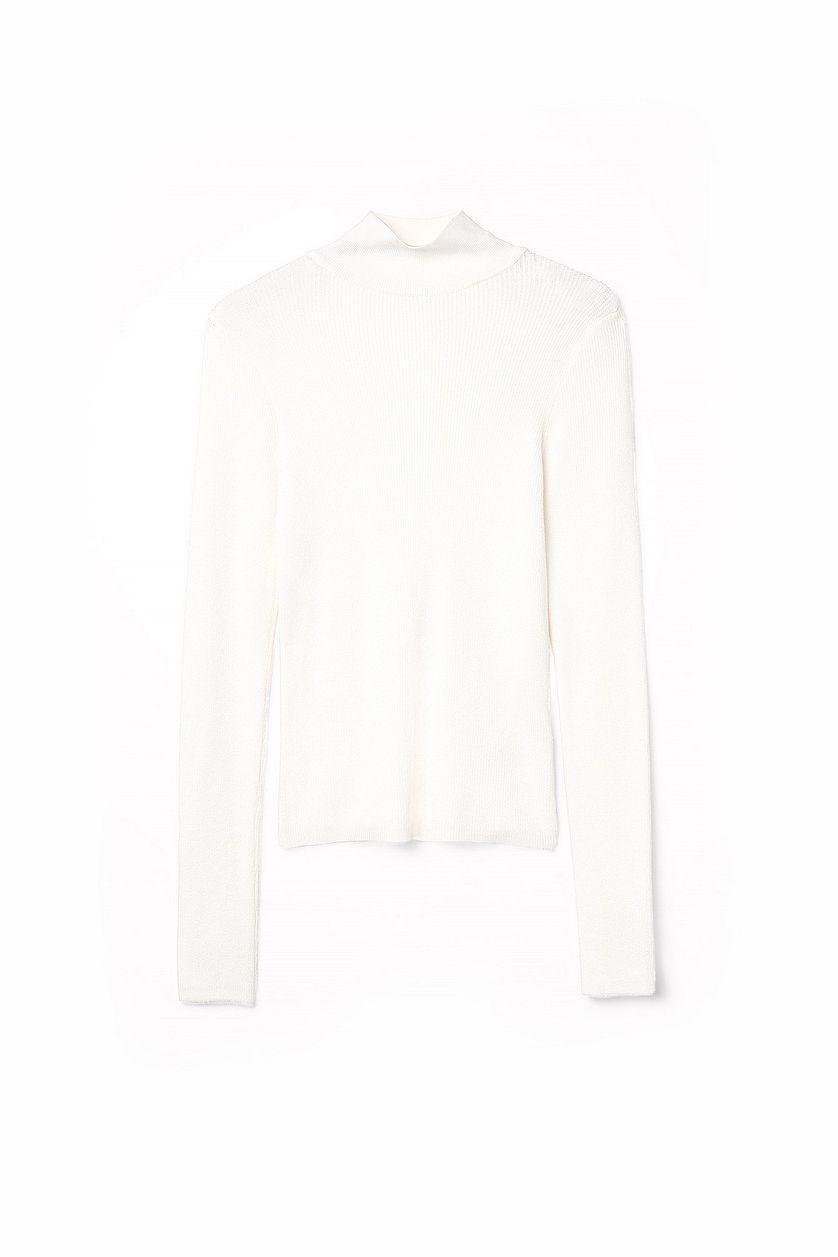 Long Sleeve Turtleneck Ribbed Knitted Top Product Image