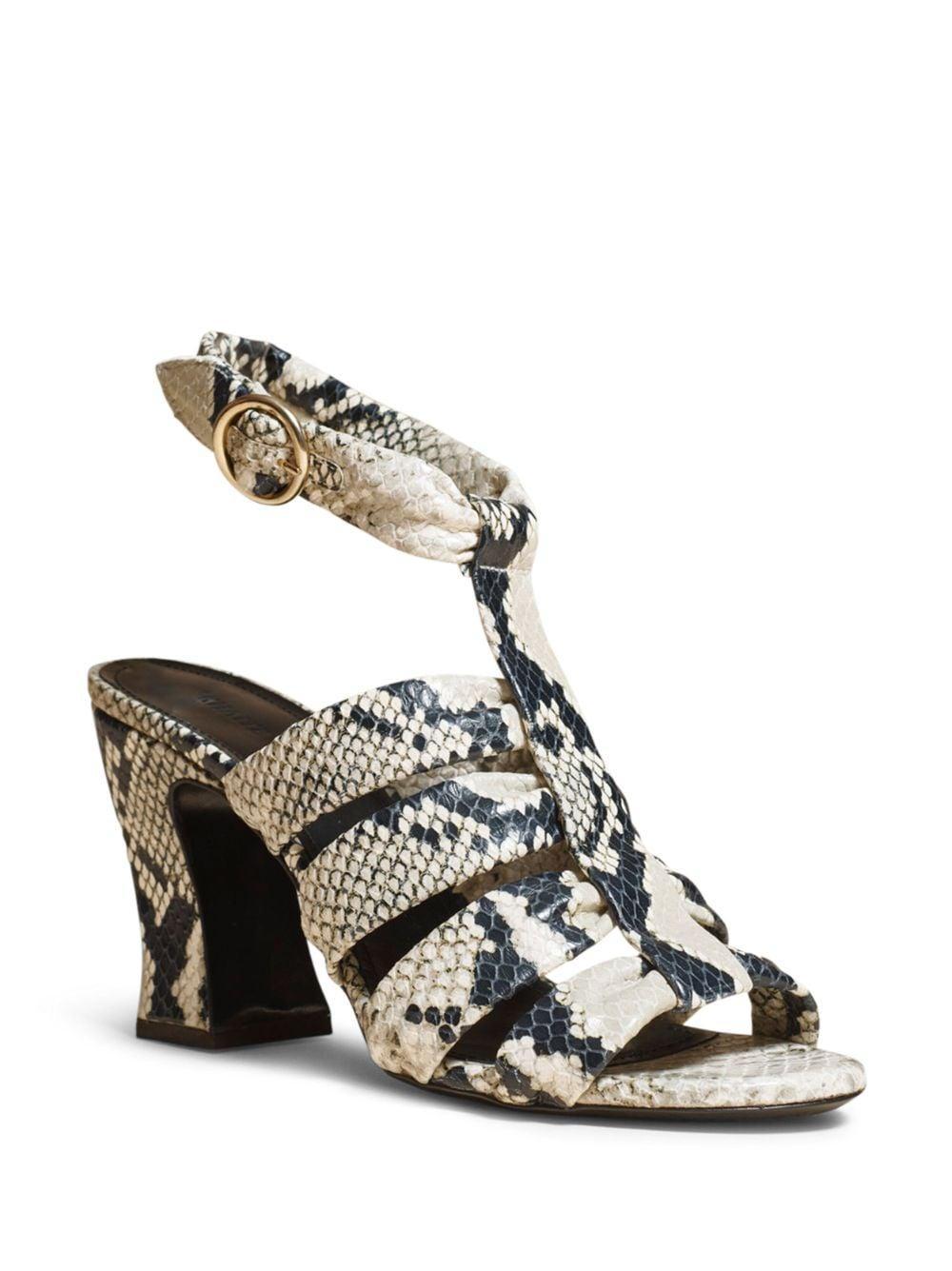 Perth Snakeskin-print 80mm Sandals In Beige Product Image