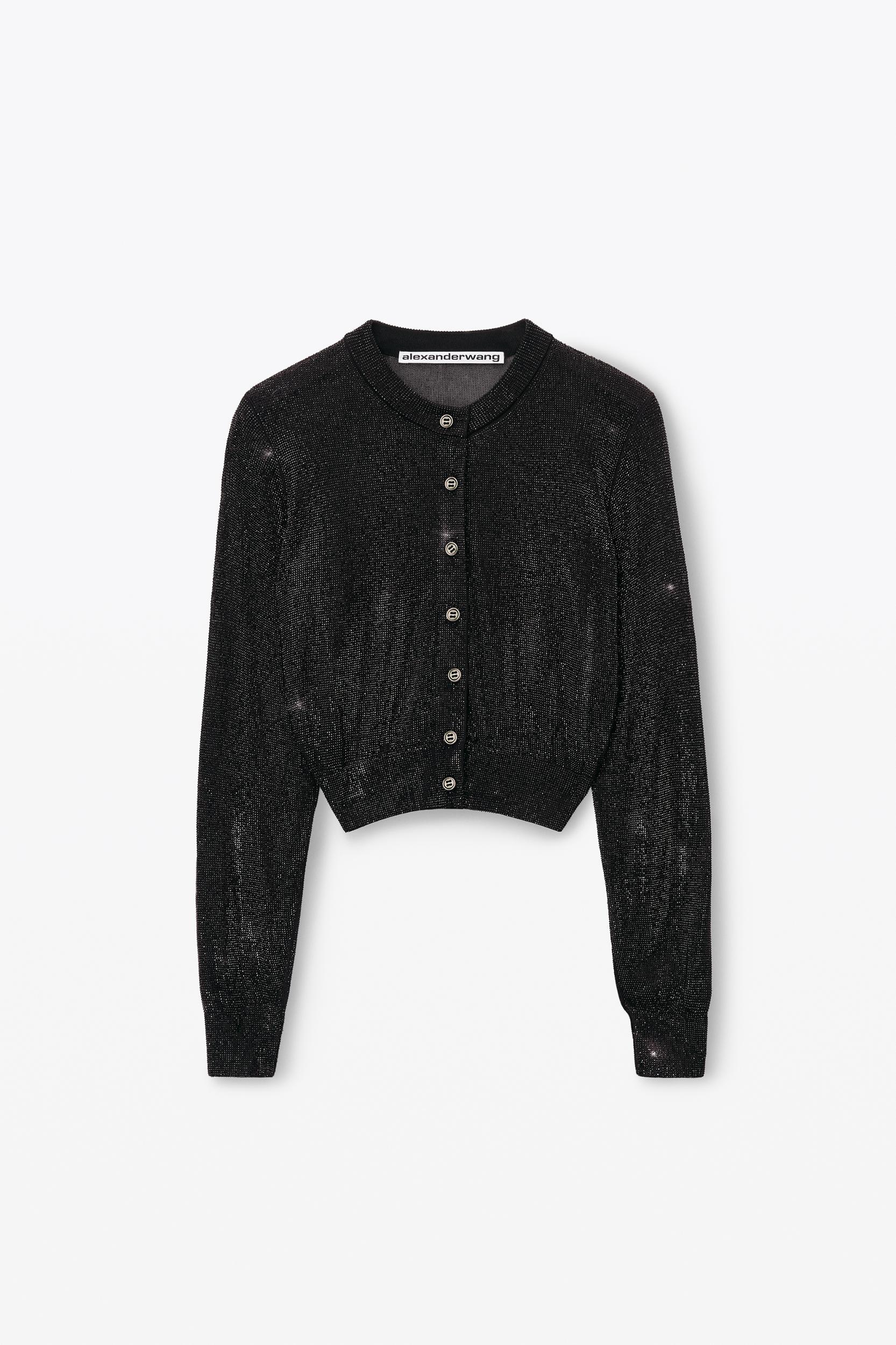 Cropped Cardigan In Clear Bead Hotfix Product Image