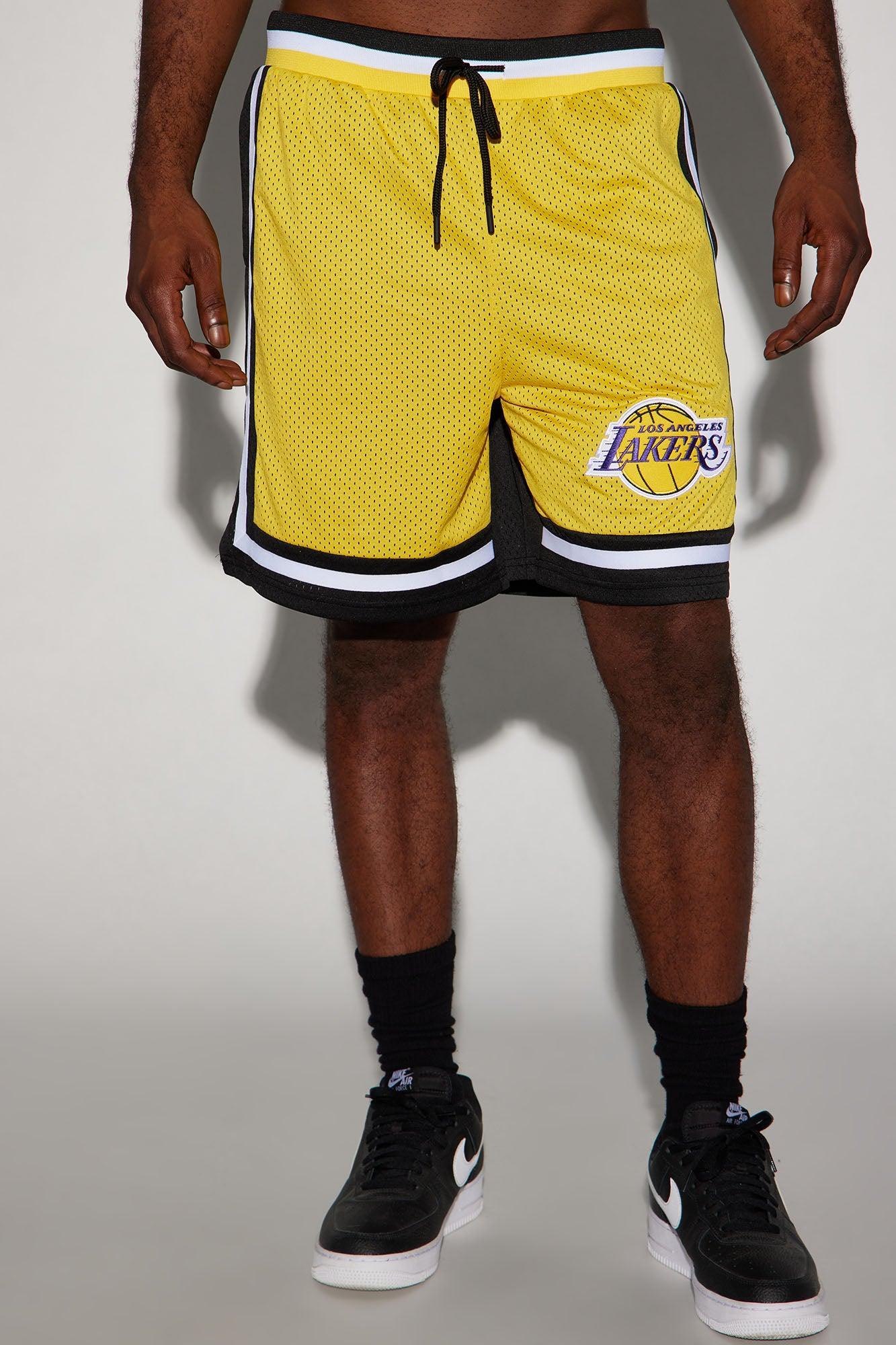Lakers Behind The Back Mesh Shorts - Black/Yellow Product Image