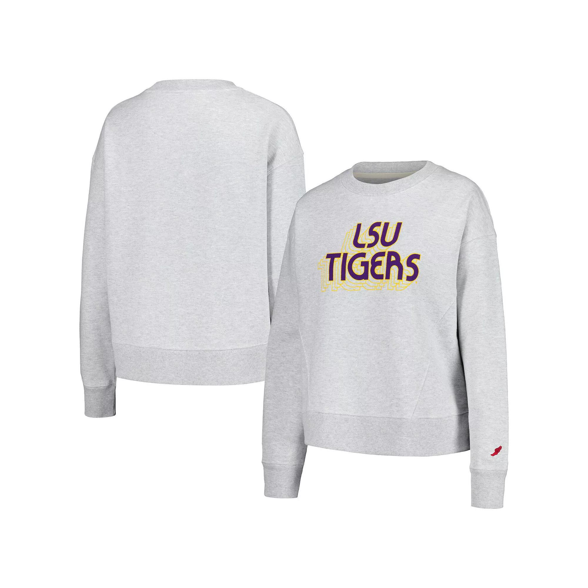 Women's League Collegiate Wear Ash LSU Tigers Boxy Pullover Sweatshirt, Size: Medium, Black Product Image