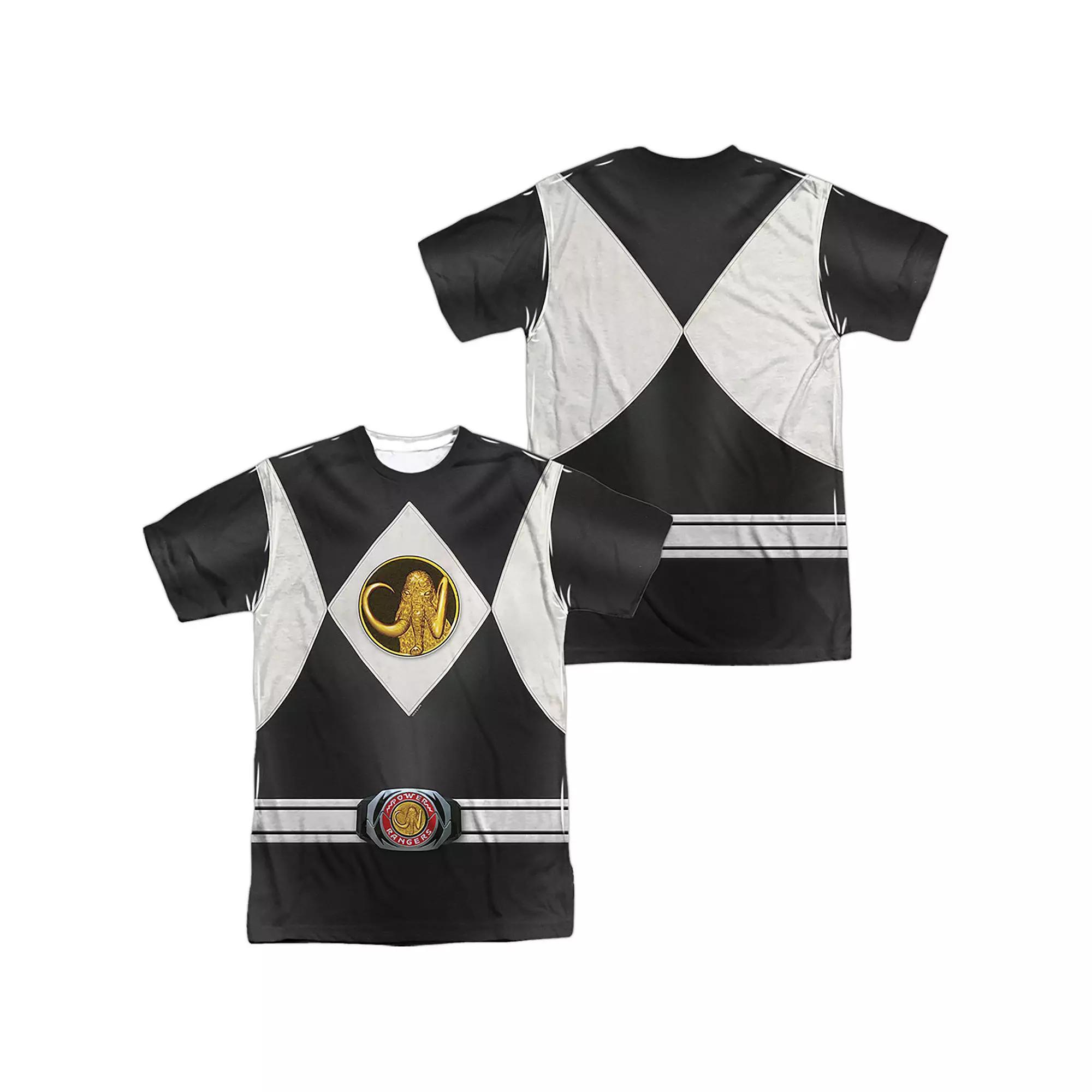 Men's Power Rangers Black Ranger Costume Sublimated Graphic Tee,  Product Image