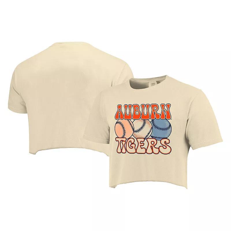 Women's Natural Auburn Tigers Comfort Colors Baseball Cropped T-Shirt, Size: XL, Beige Product Image