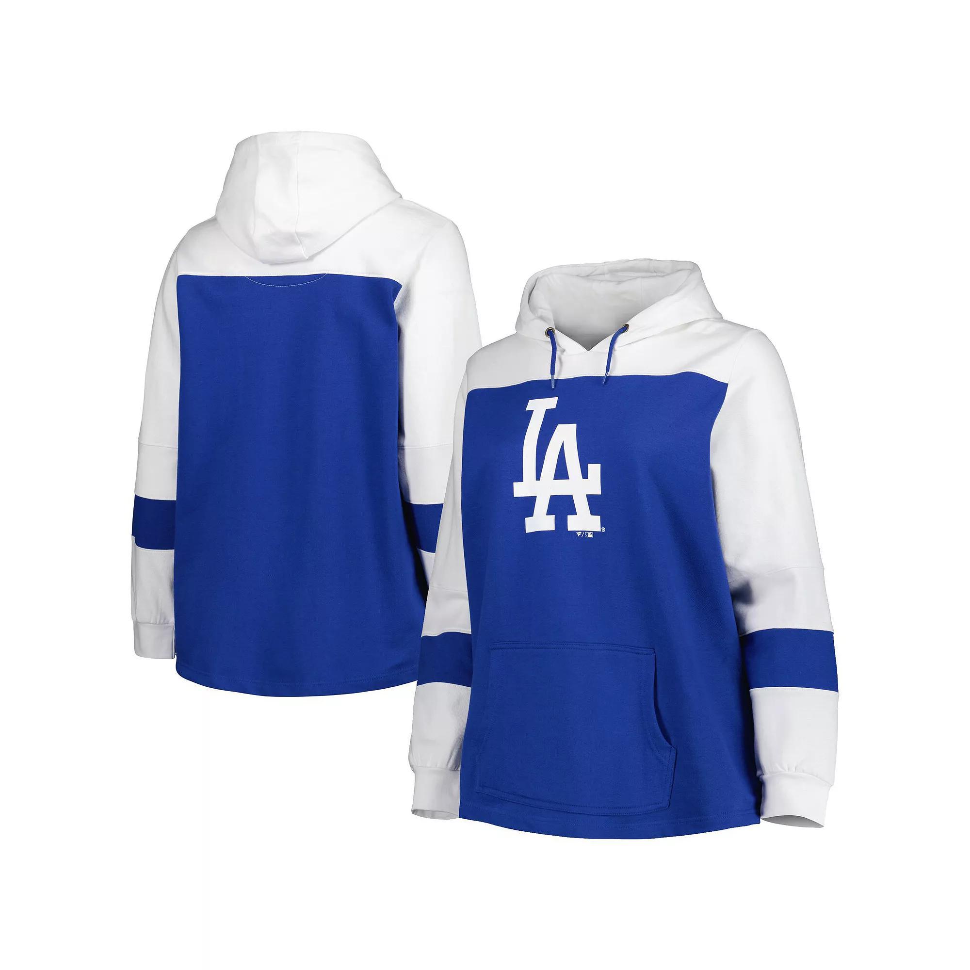 Women's Royal Los Angeles Dodgers Plus Size Colorblock Pullover Hoodie, Size: 2XL, Blue Product Image